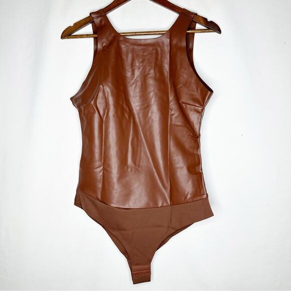 PINSY Vegan Leather High Neck Shapewear Bodysuit NWT in XL - Picture 2 of 7